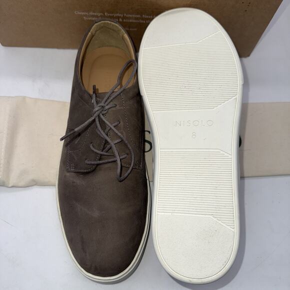 Nisolo Diego Everyday Sneaker Shoes Mens 8 Gray Leather Casual Comfort NEW - Picture 5 of 8